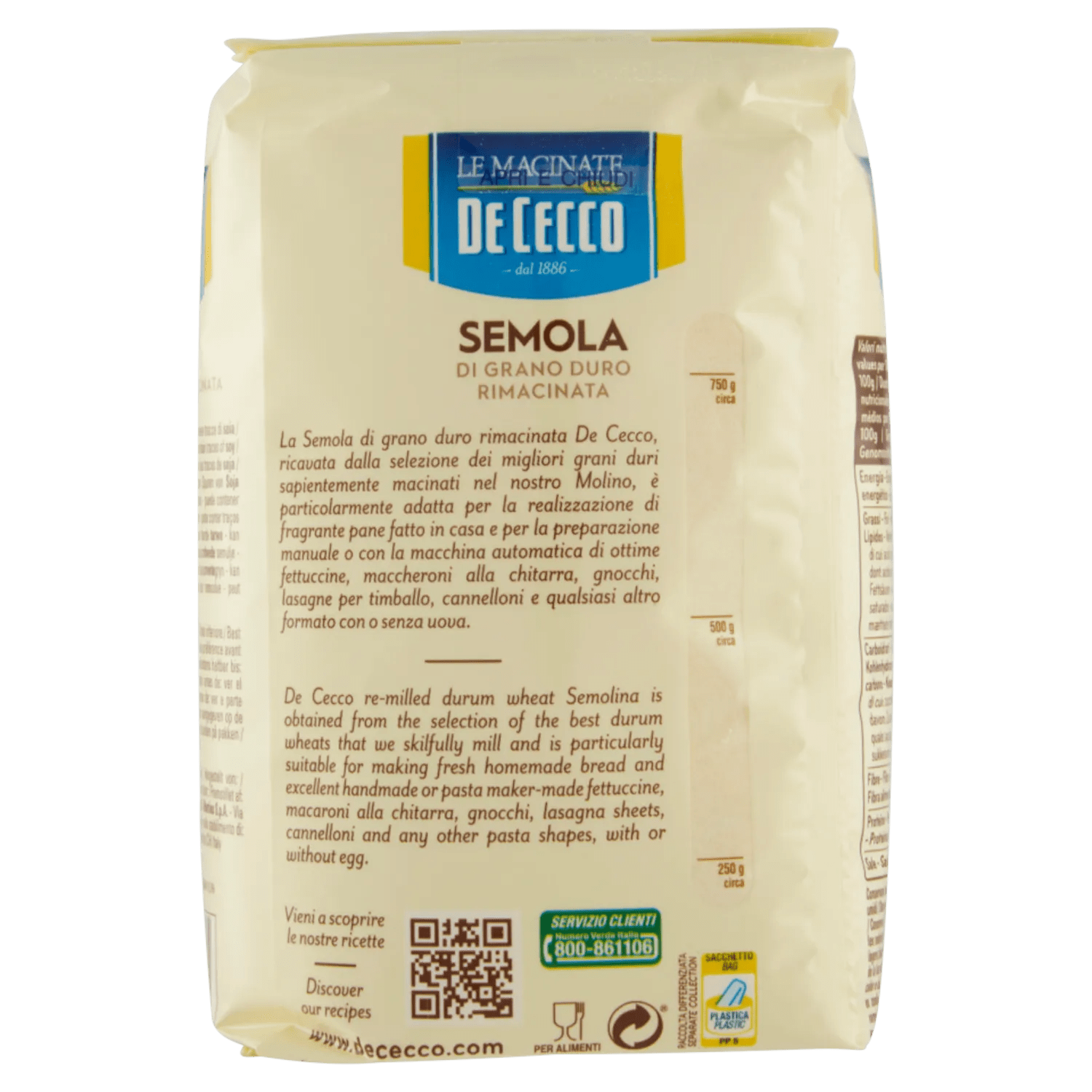 DE CECCO SEMOLA RIMACINATA 1 KG - immagine 2
