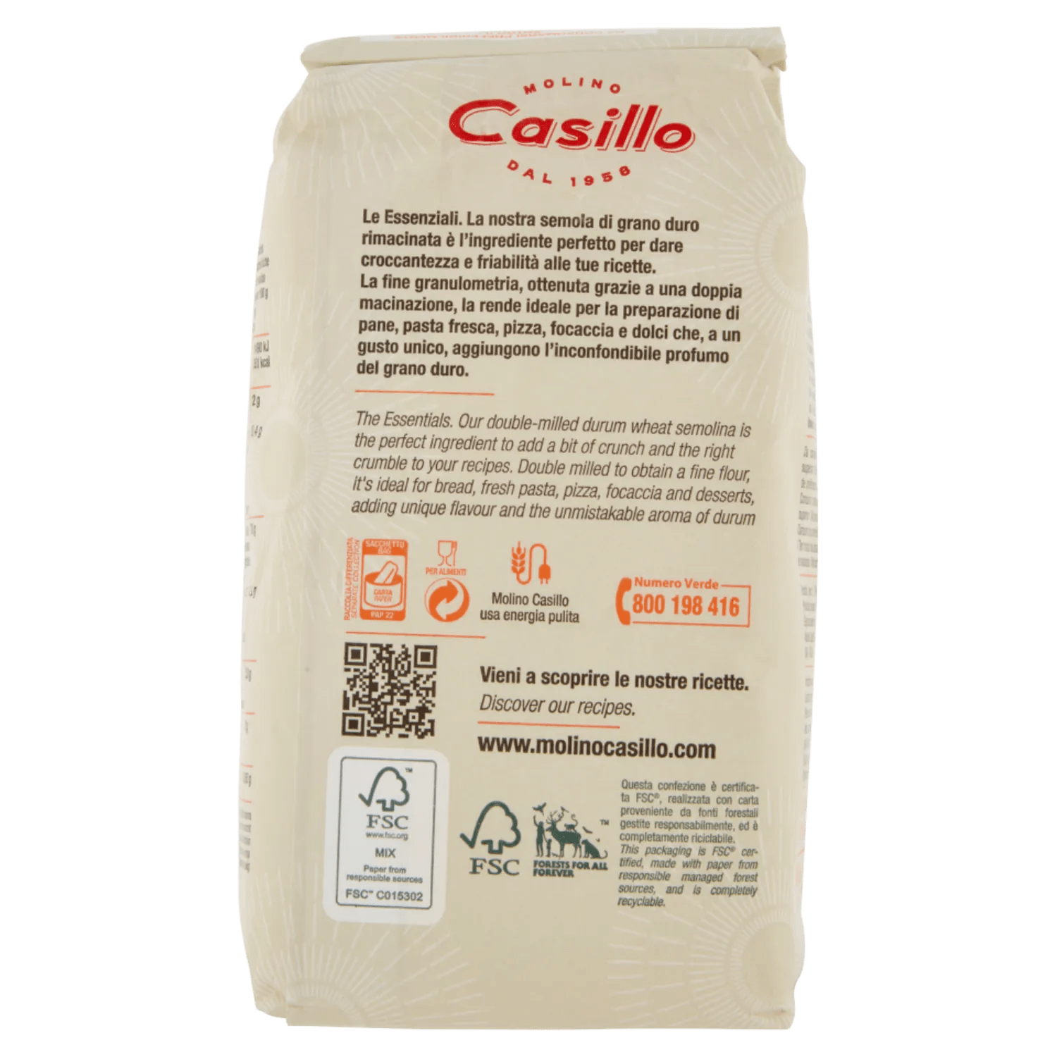CASILLO SEMOLA RIMACINATA 1 KG - immagine 2